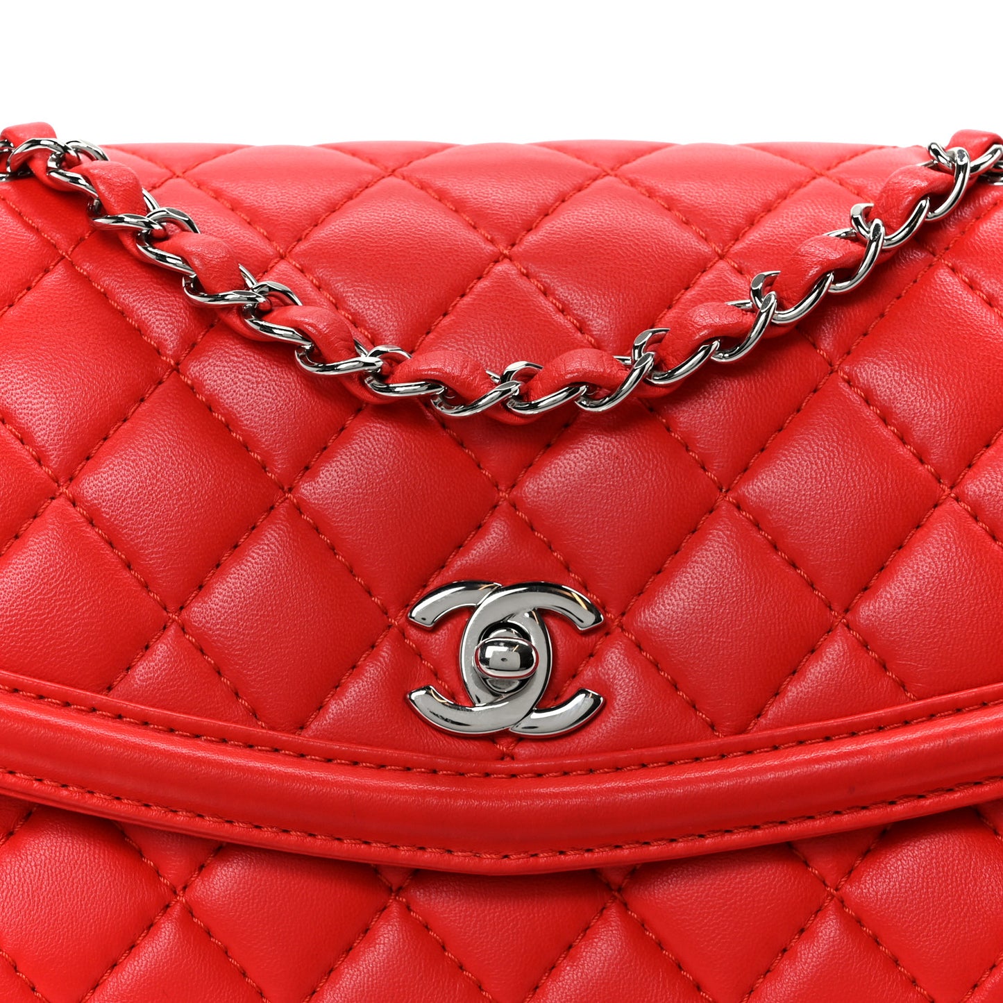 Lambskin Quilted Small Geometric Flap Red