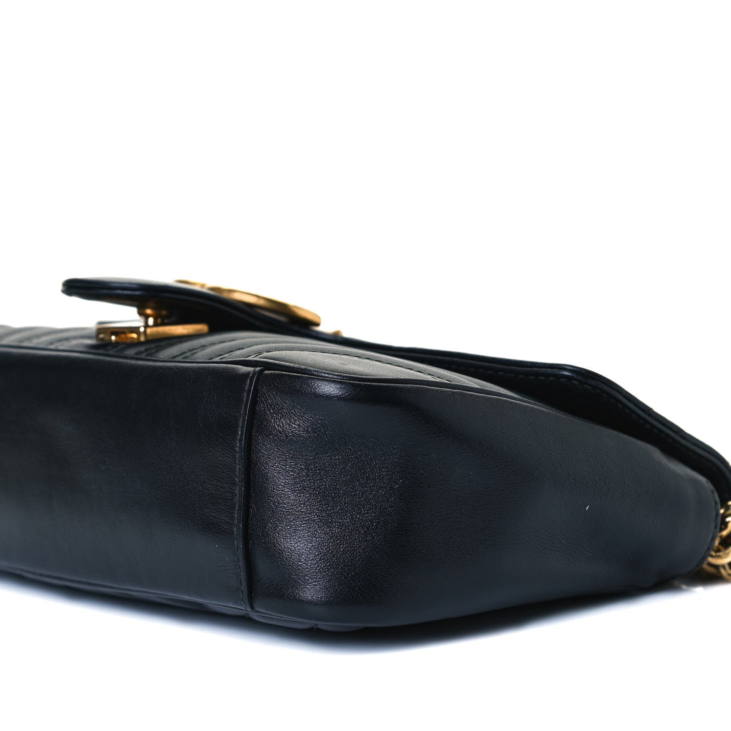 Gucci Calfskin Matelasse Small GG Marmont Shoulder Bag Black 11 of 15