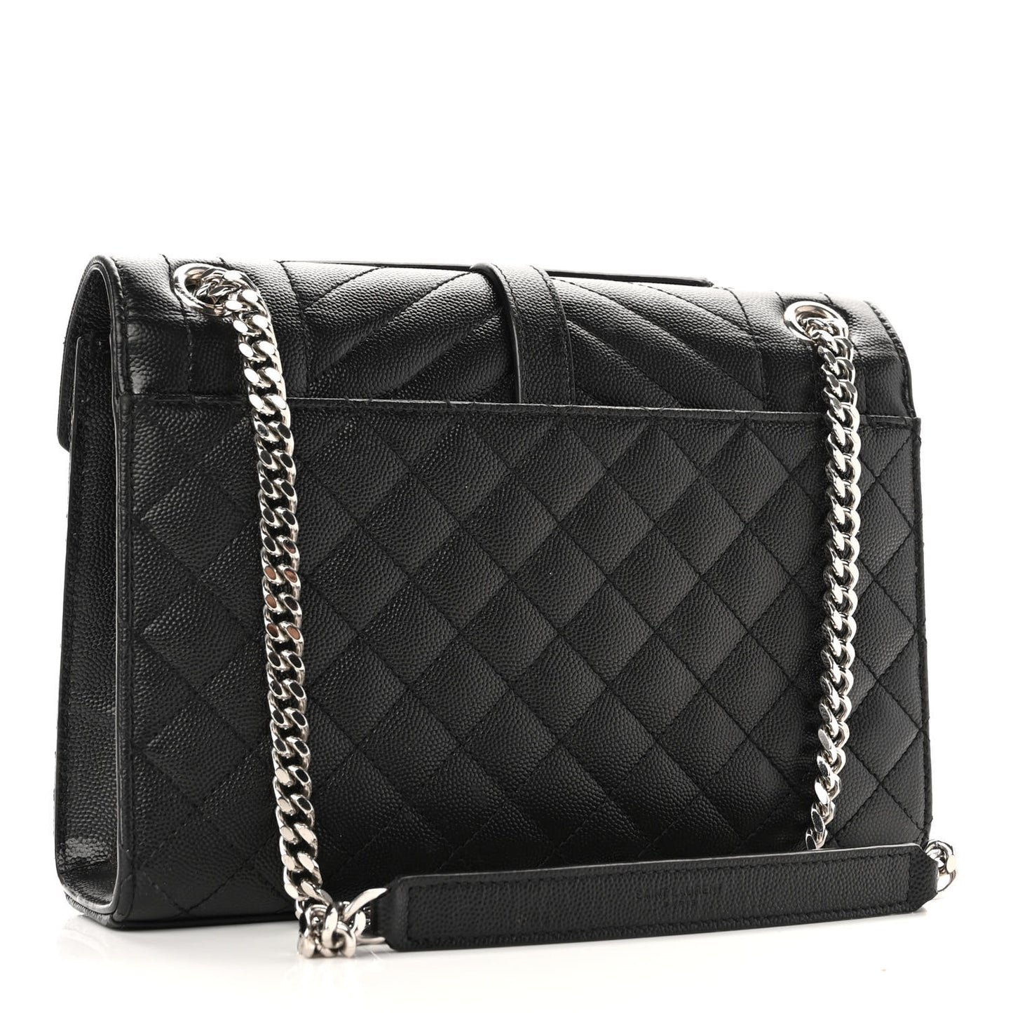 Grain De Poudre Textured Mixed Matelasse Triquilt Medium Monogram Satchel Black