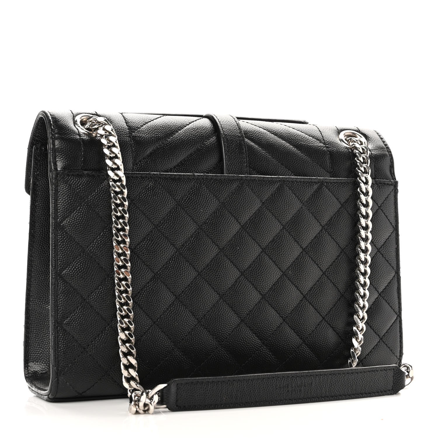 Saint Laurent Grain De Poudre Textured Mixed Matelasse Triquilt Medium Monogram Satchel Black 3 of 13