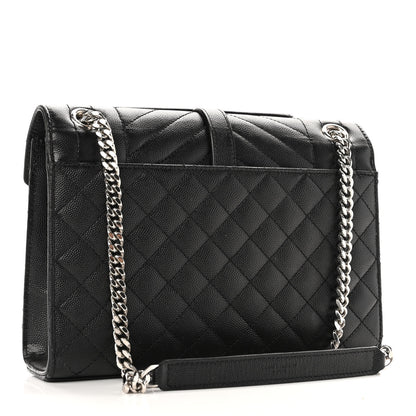 Saint Laurent Grain De Poudre Textured Mixed Matelasse Triquilt Medium Monogram Satchel Black 3 of 13