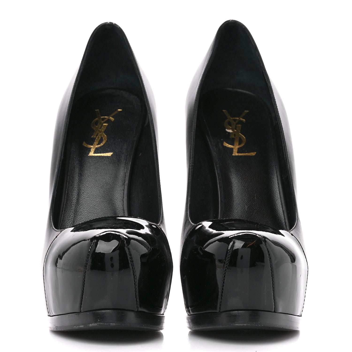 Saint Laurent Calfskin Vitello Vernice Tribtoo 105 Pumps 37 Black 2 of 8
