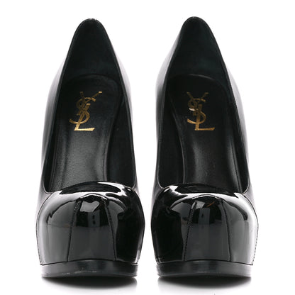 Saint Laurent Calfskin Vitello Vernice Tribtoo 105 Pumps 37 Black 2 of 8