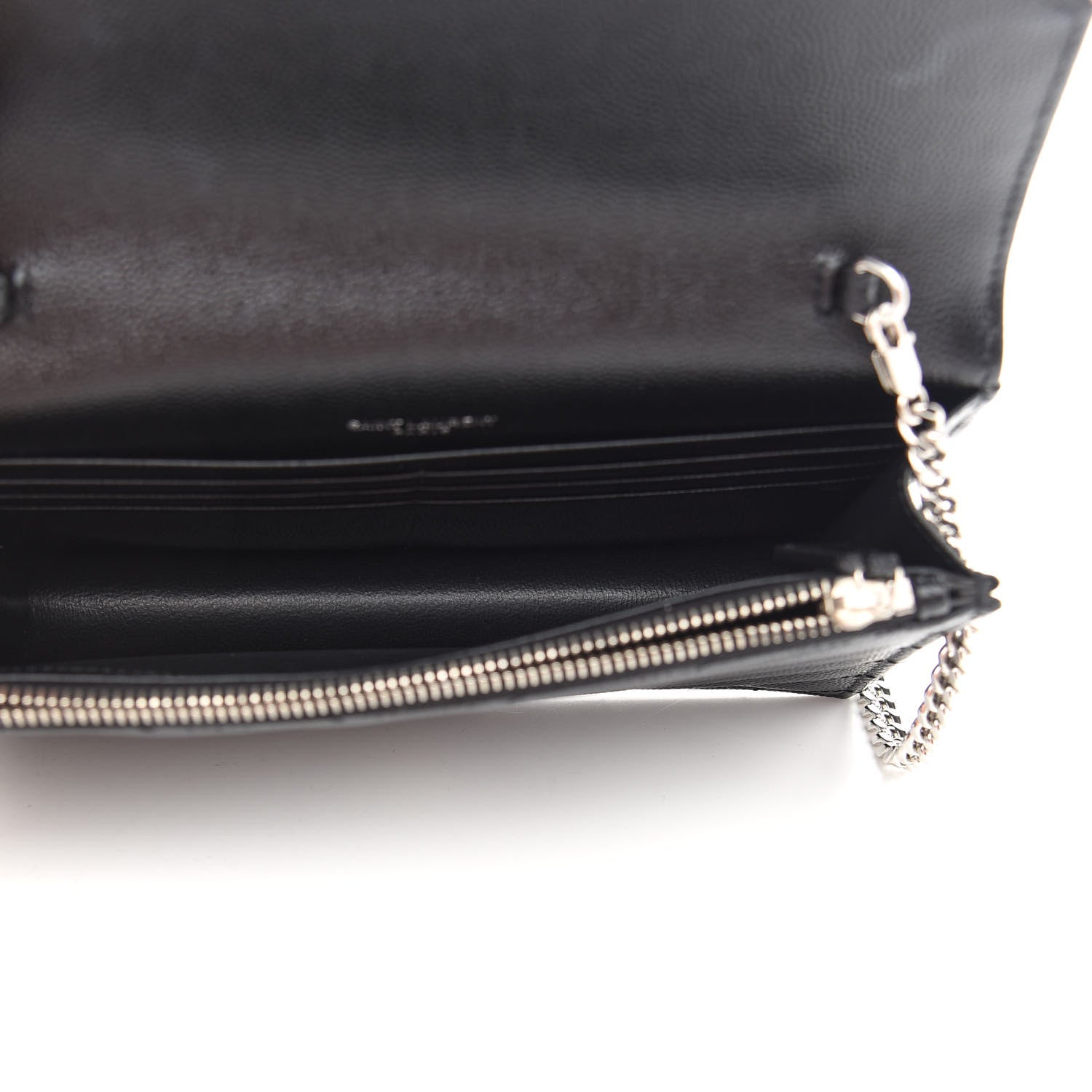 Saint Laurent Grain De Poudre Matelasse Chevron Monogram Envelope Chain Wallet Black 5 of 9
