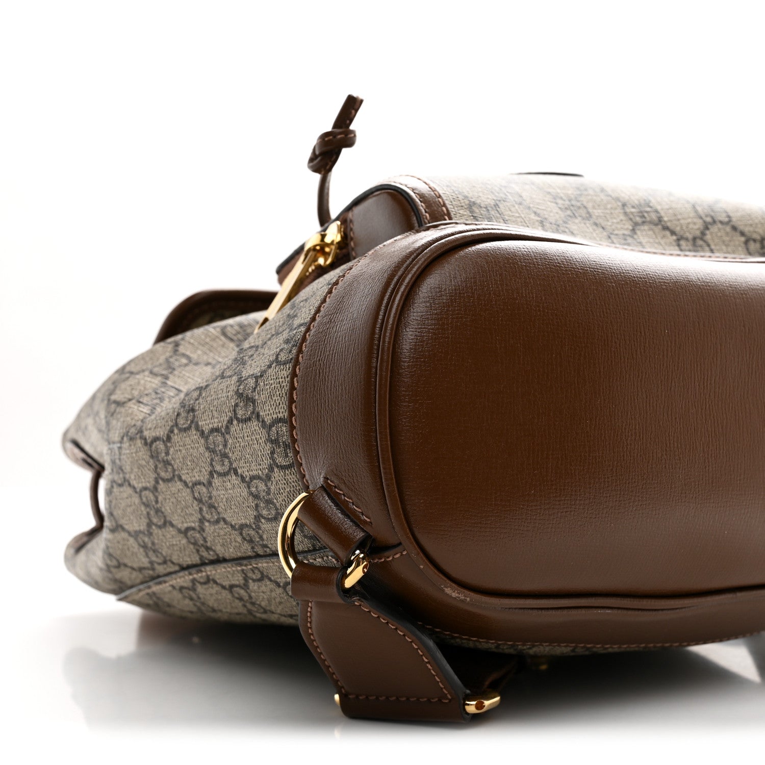 Gucci GG Supreme Monogram Azalea Calfskin Retro Interlocking G Buckle Backpack Beige Ebony Brown Sugar 8 of 9