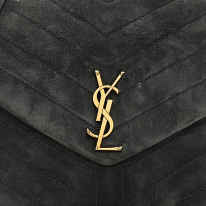 Saint Laurent Suede Y Quilted Monogram Medium Loulou Chain Satchel Storm 7 of 10