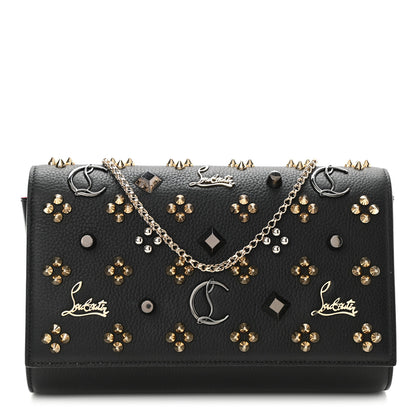Christian Louboutin Grained Calfskin Spikes Loubinthesky Paloma Wallet On Chain Black Multimetal 1 of 8