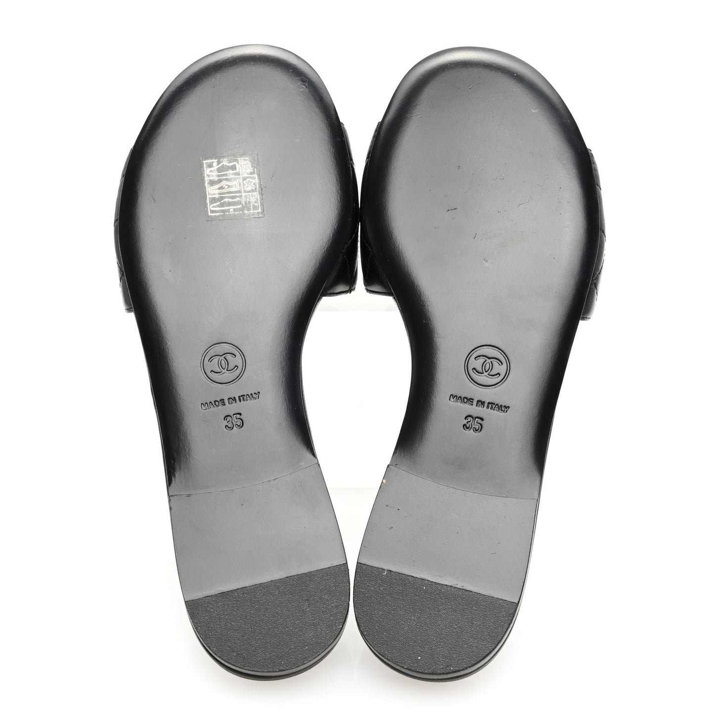 Lambskin Quilted CC Turnlock Sandals 35 Black