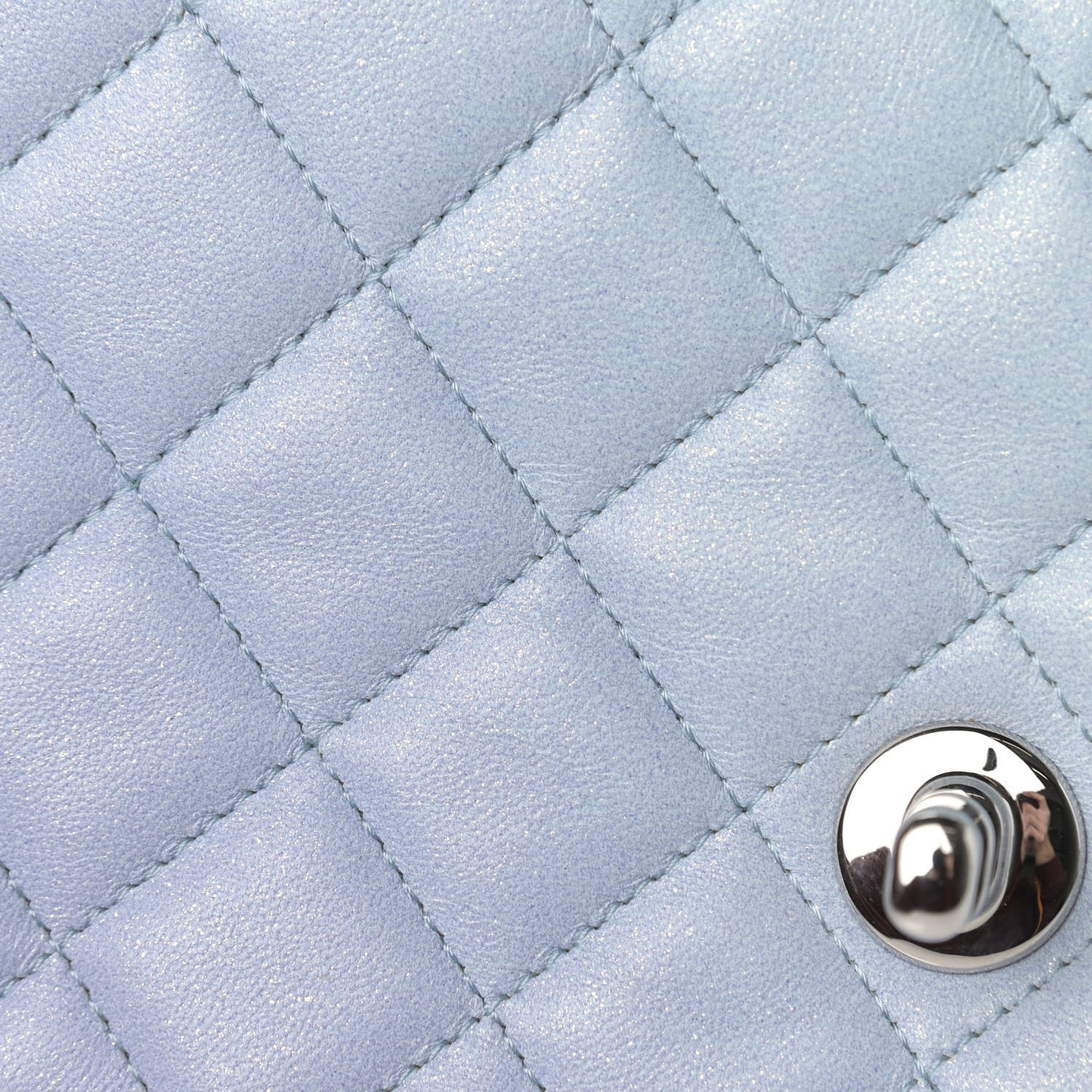 Perforated Lambskin Quilted Mini Rectangular Flap Light Blue Light Purple White