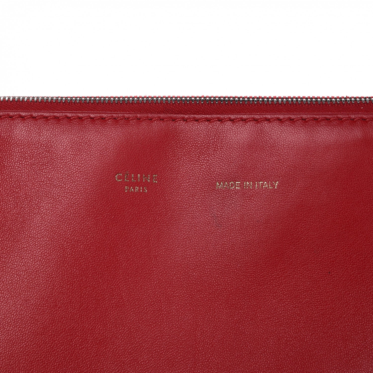 Celine Lambskin Soft Trio Zipped Bag Bright Red 8 of 11