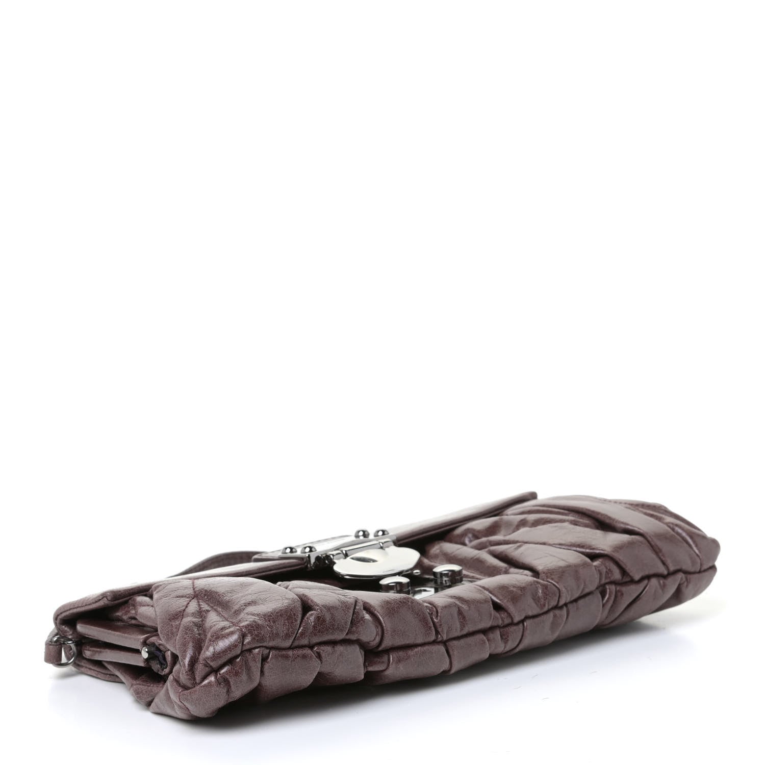 Miu Miu Vitello Lux Matelasse Flap Pochette Brown 3 of 12