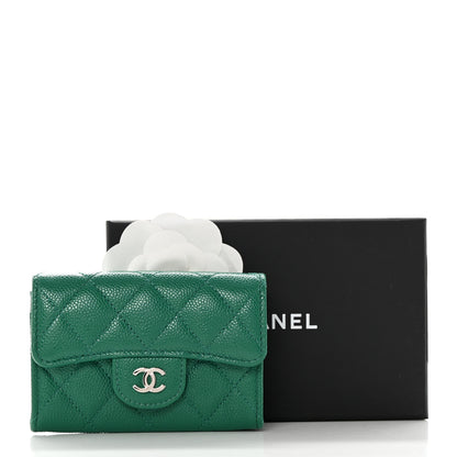 Chanel Caviar Quilted Flap Card Holder Wallet Green 8 of 8