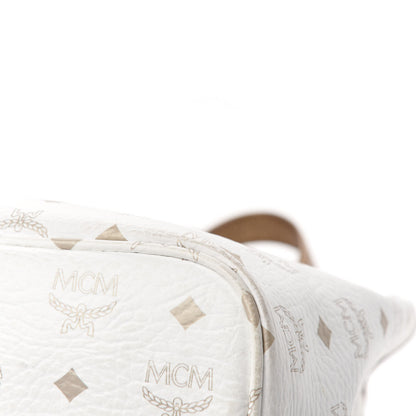 MCM Visetos Striped Shooping Tote White 9 of 14