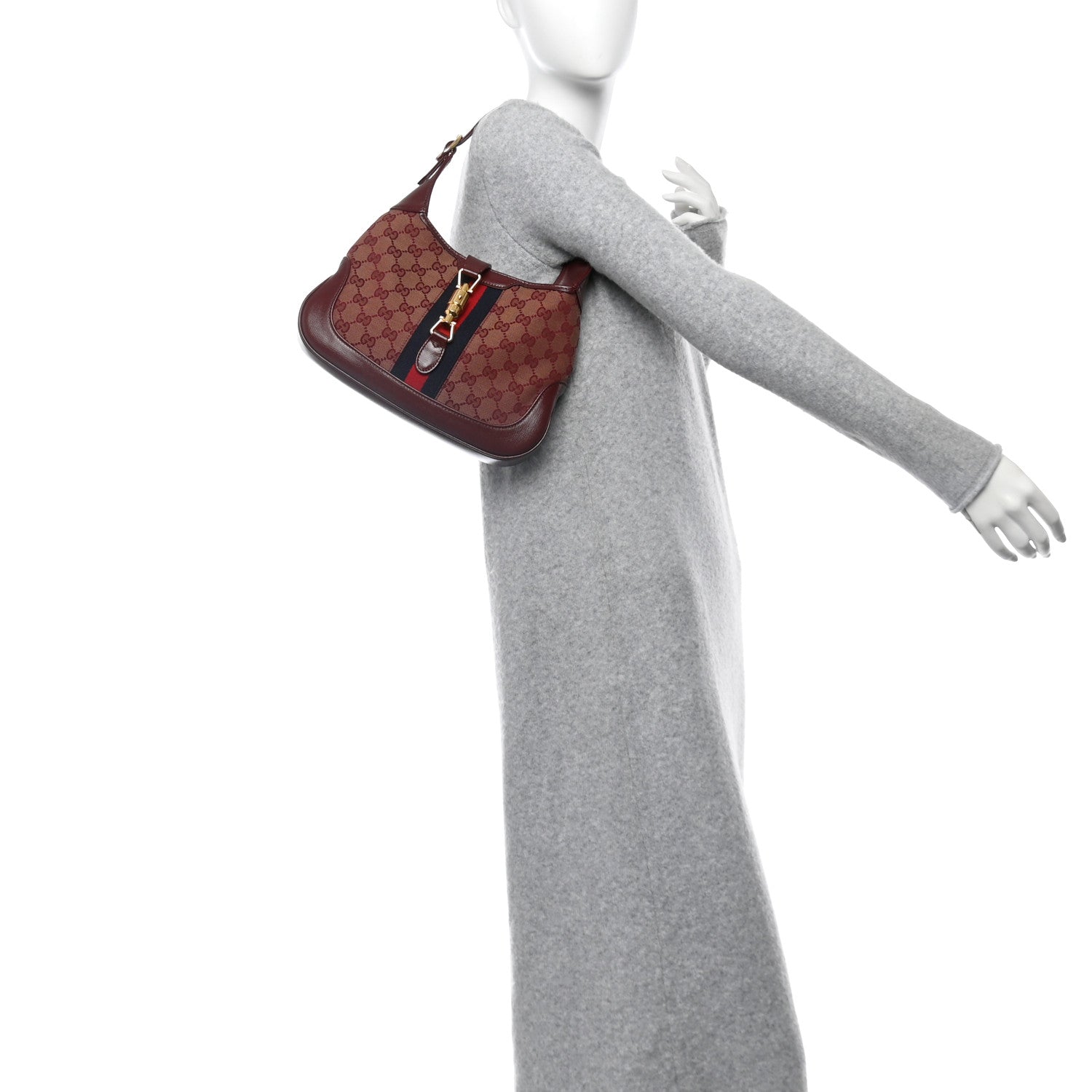 Gucci Monogram Azalea Calfskin Web Small Jackie 1961 Hobo Sahara Rubino Chardonnay 2 of 10