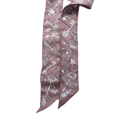 Hermes Silk Les Cles A Pois Twilly Marron Glace Gris 2 of 4