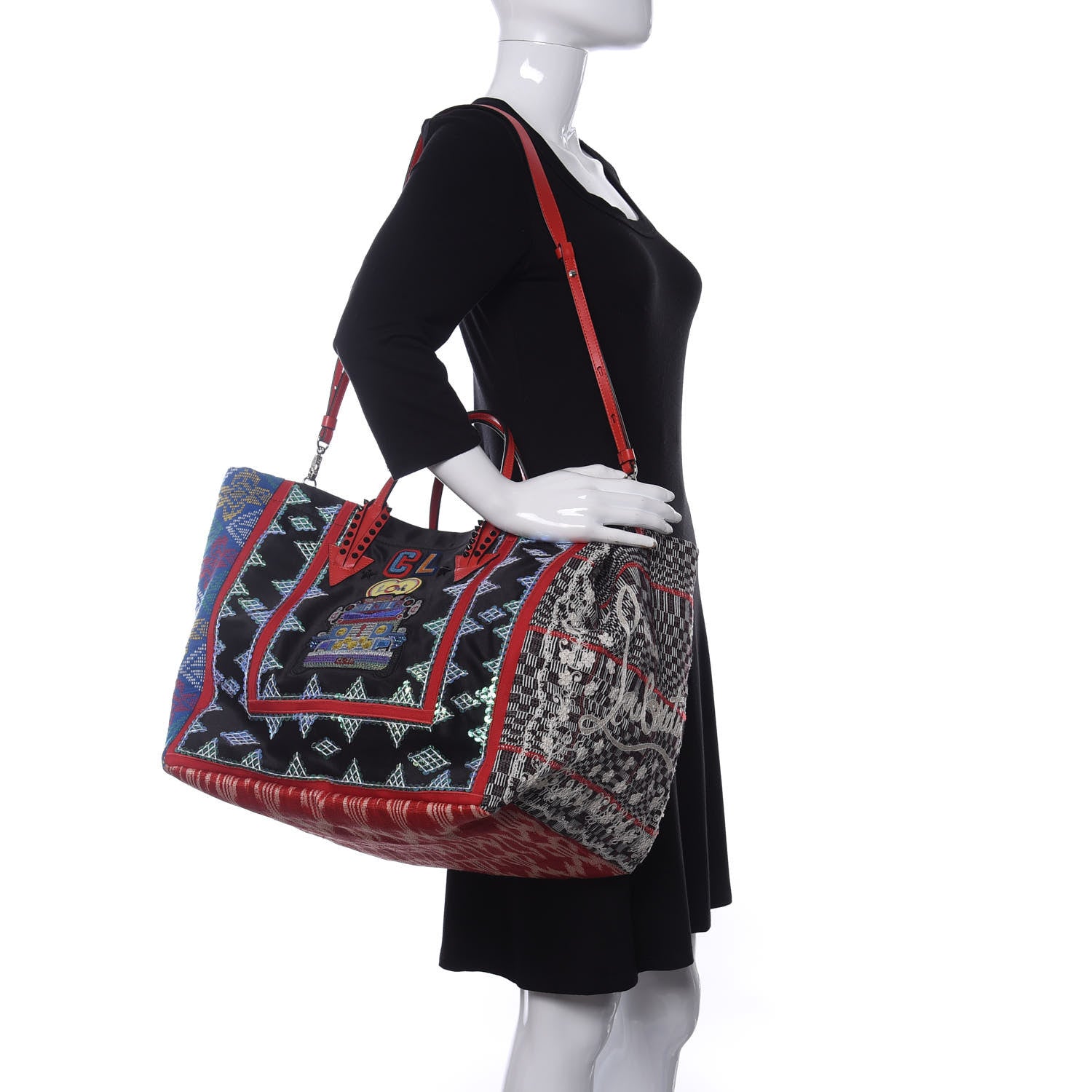 Christian Louboutin Satin Embellished Manilacaba Tote Multicolor 2 of 9