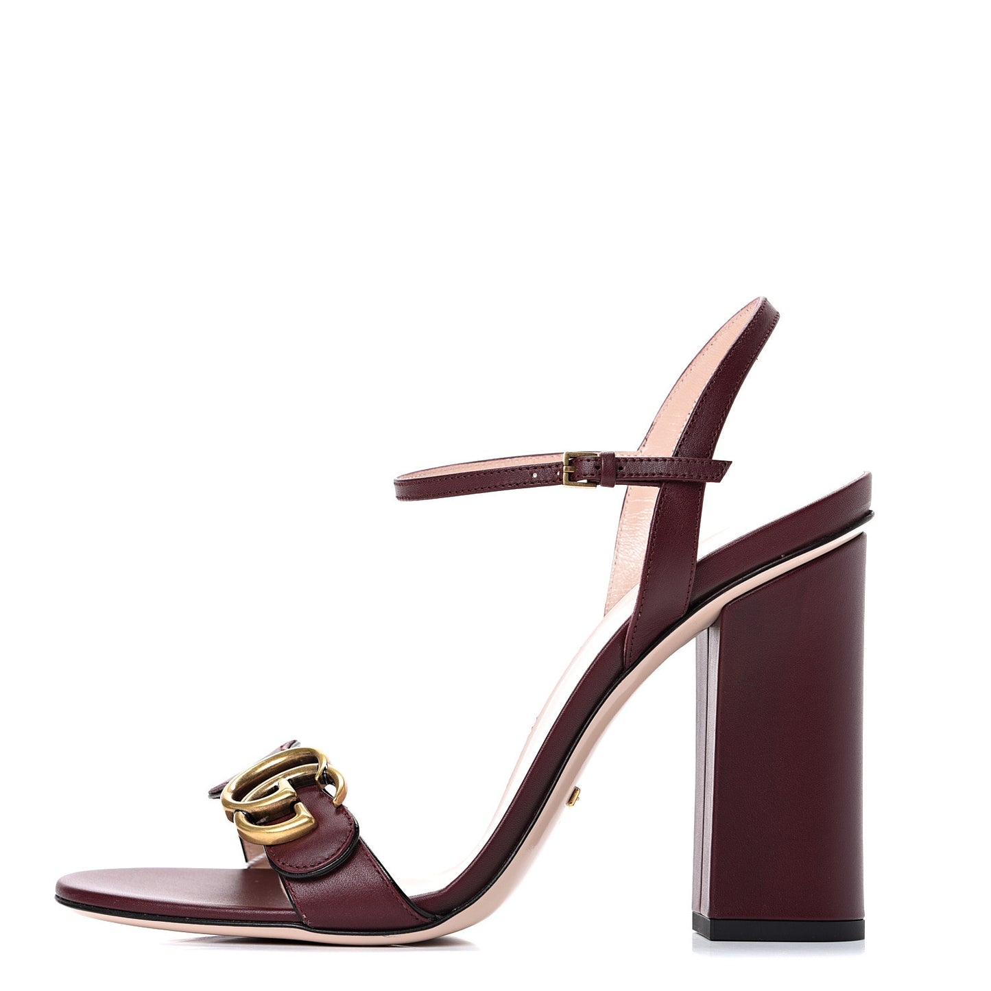 Lifford Calfskin GG Marmont Ankle Wrap 105mm Sandals 40 Vintage Bordeaux