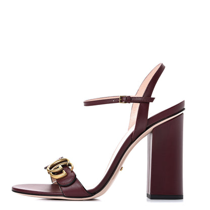 Gucci Lifford Calfskin GG Marmont Ankle Wrap 105mm Sandals 40 Vintage Bordeaux 1 of 8