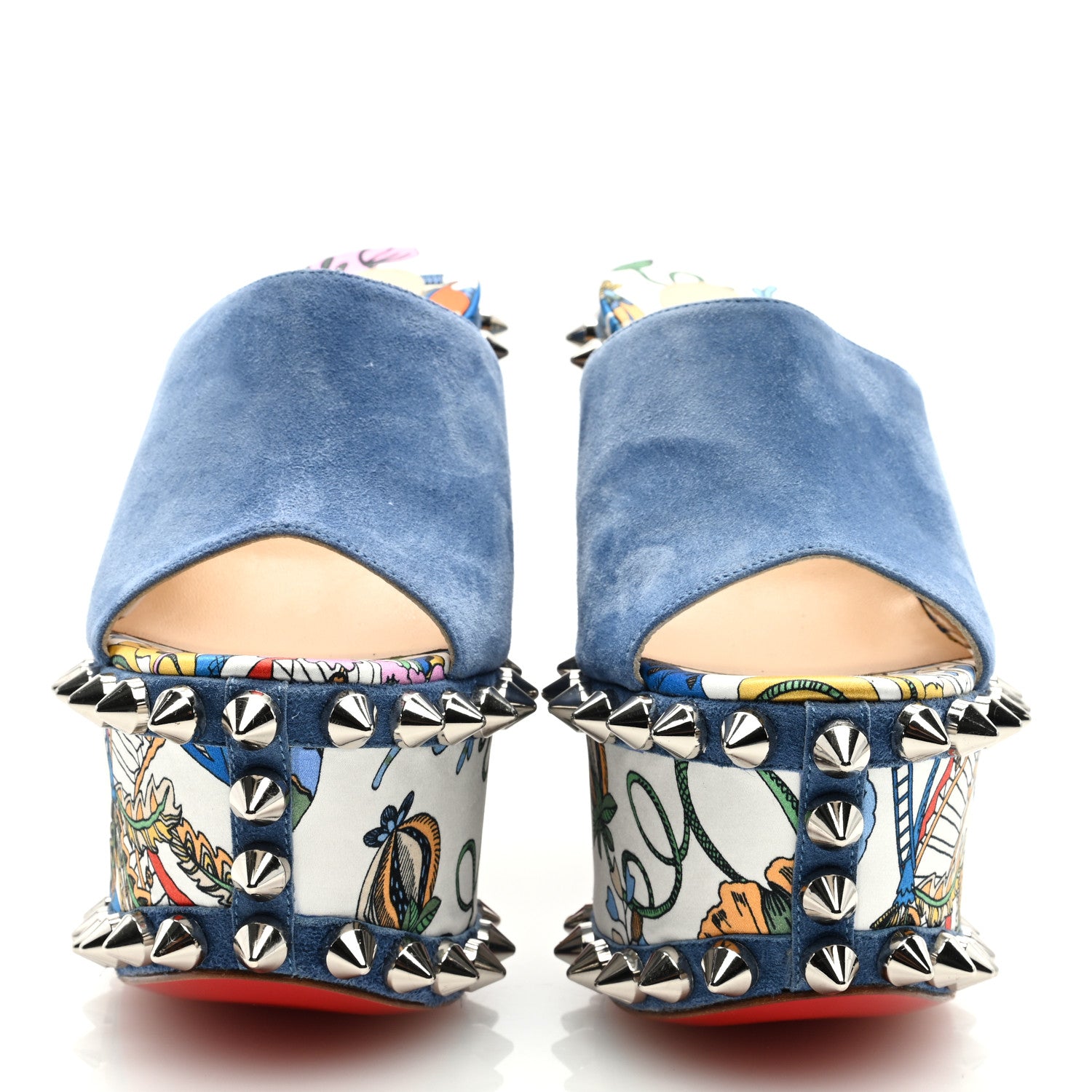 Christian Louboutin Crepe Satin Botanique Massivactic 160 Platform Sandals 36 Jeans Bianco Multicolor 3 of 7