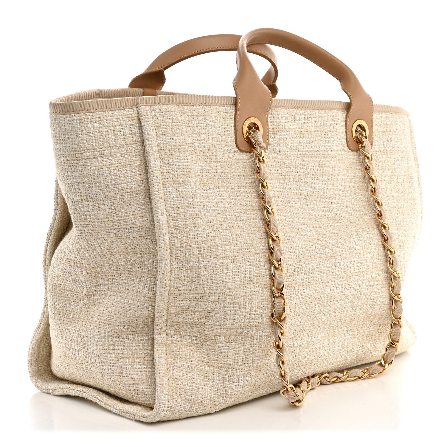 Chanel Canvas Medium Deauville Tote Light Beige 3 of 10