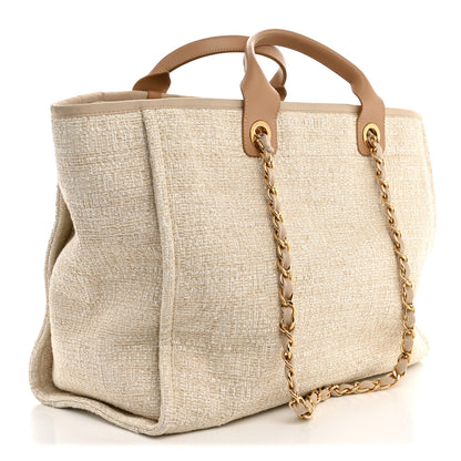 Chanel Canvas Medium Deauville Tote Light Beige 3 of 10