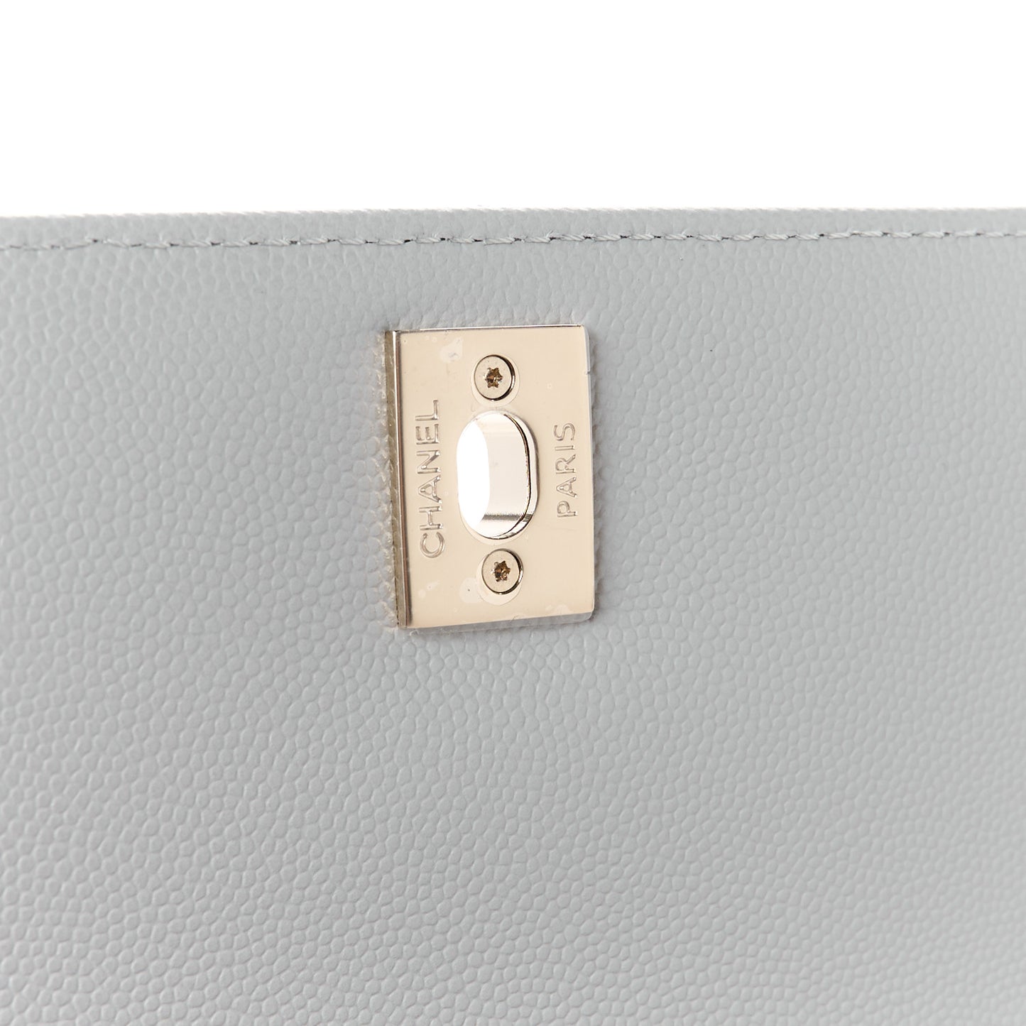 Caviar Quilted Mini Coco Handle Flap Light Grey
