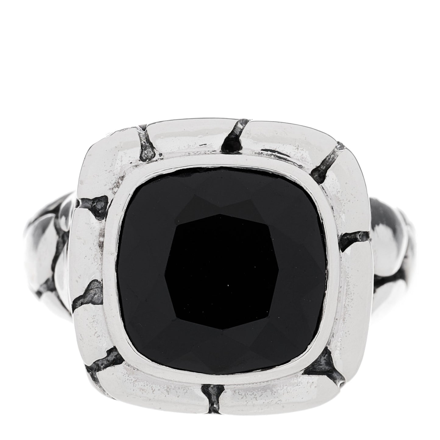 Sterling Silver Black Onyx Kali Square Ring 54 7