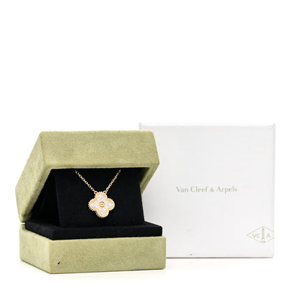 Van Cleef & Arpels 18K Yellow Gold Diamond Vintage Alhambra Pendant Necklace 6 of 6