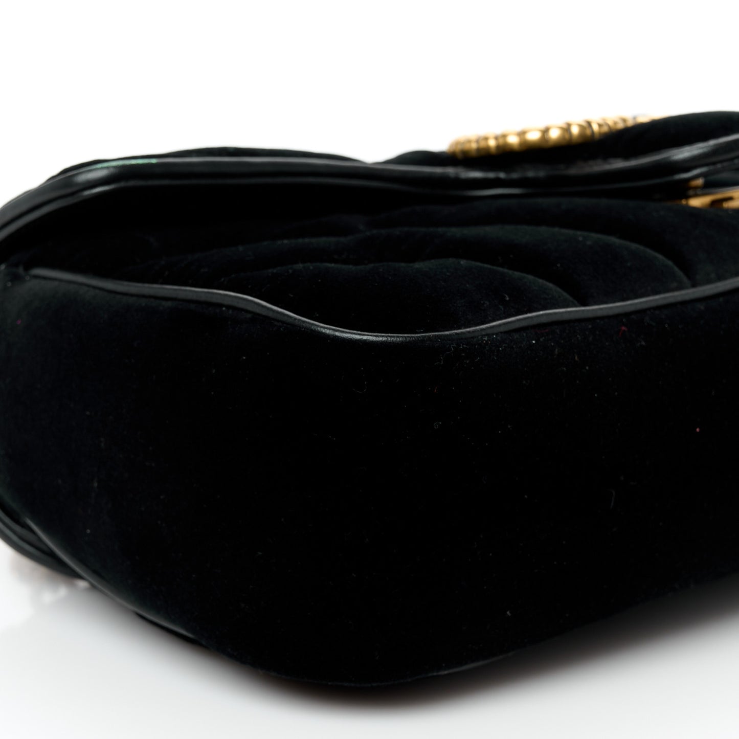 Velvet Matelasse Double G Studs Small Torchon GG Marmont Shoulder Bag Black