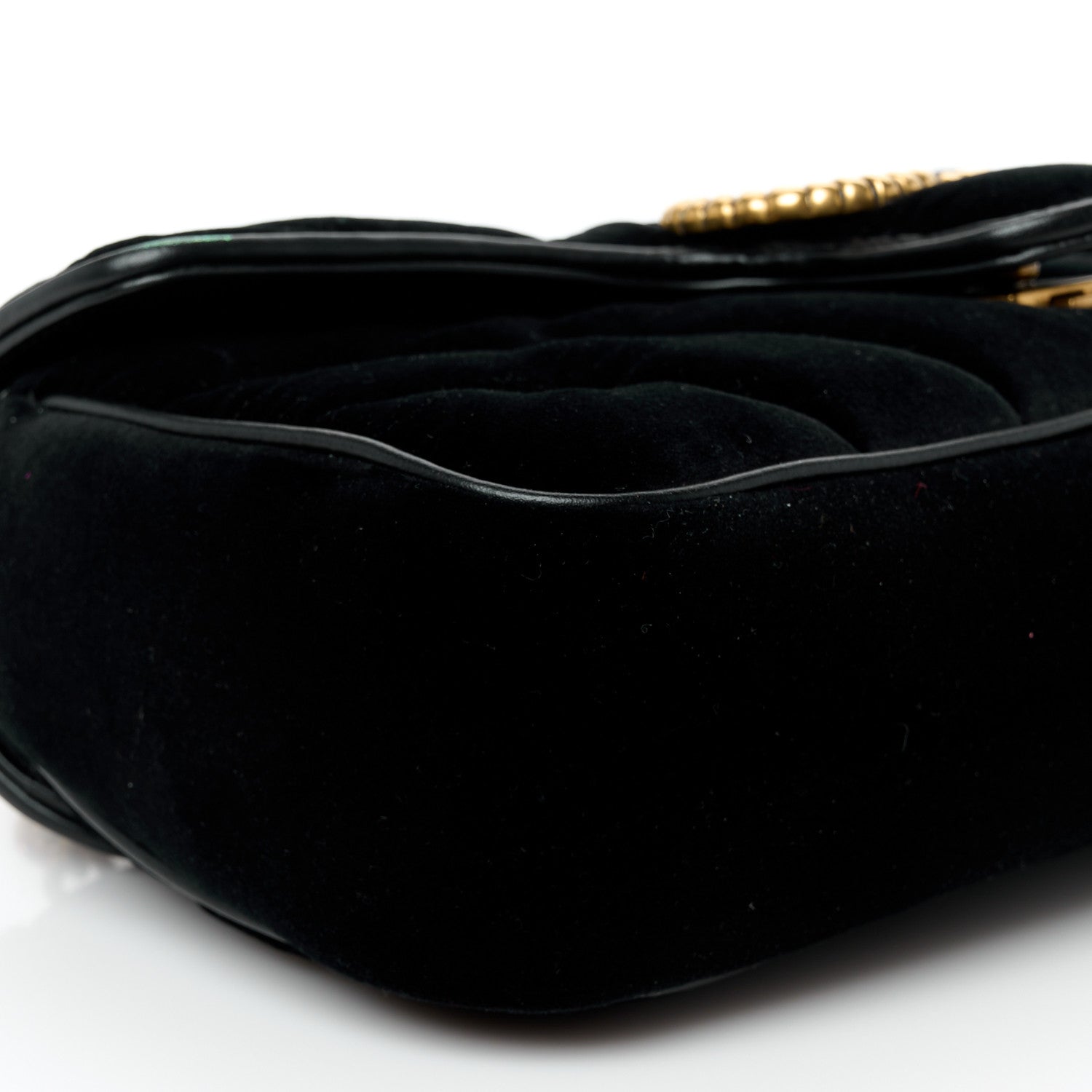 Gucci Velvet Matelasse Double G Studs Small Torchon GG Marmont Shoulder Bag Black 9 of 10