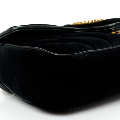 Gucci Velvet Matelasse Double G Studs Small Torchon GG Marmont Shoulder Bag Black 9 of 10