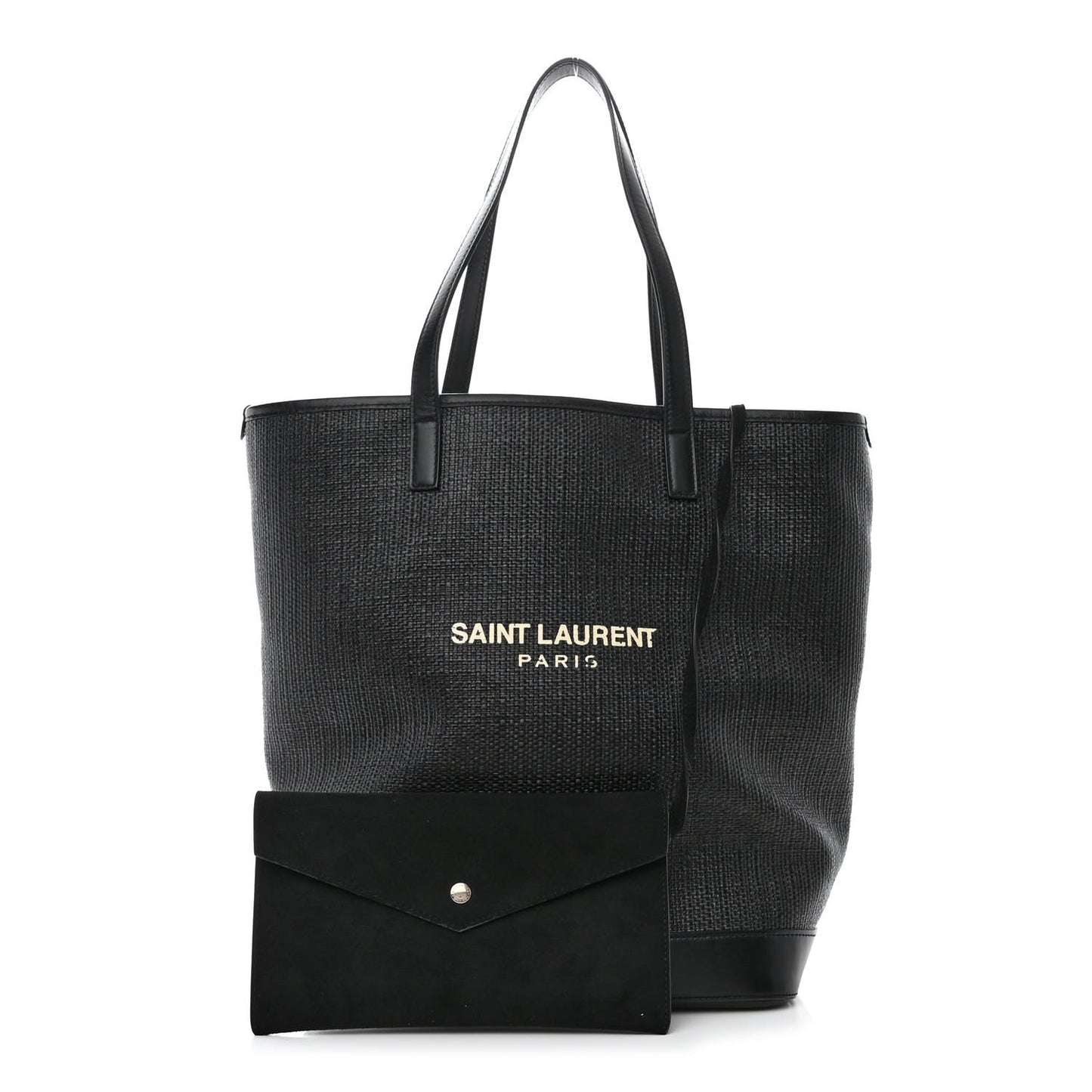 Linen Canvas Teddy Shopping Bag Black