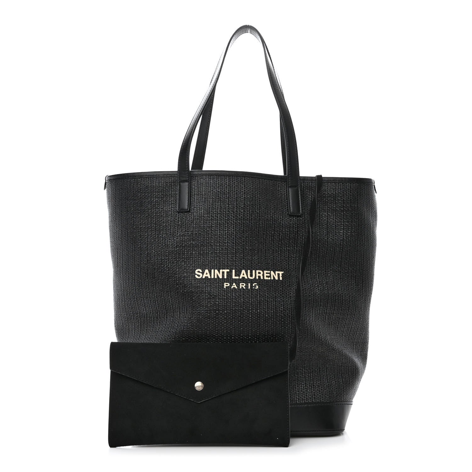 Saint Laurent Linen Canvas Teddy Shopping Bag Black 1 of 11