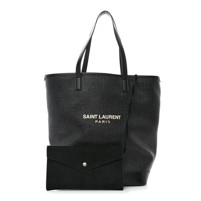 Saint Laurent Linen Canvas Teddy Shopping Bag Black 1 of 11