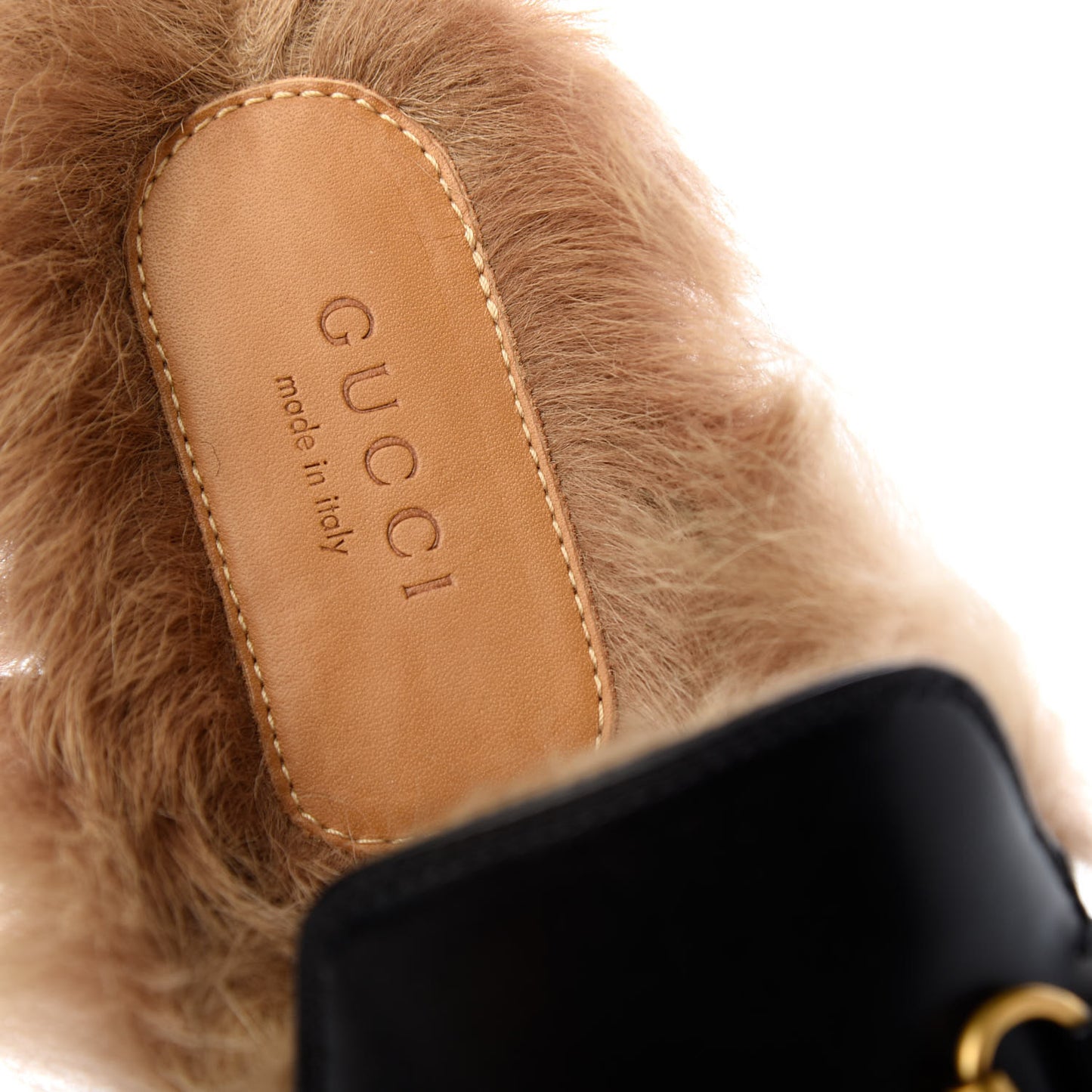 Calfskin Fur Womens Princetown Slippers 38 Black
