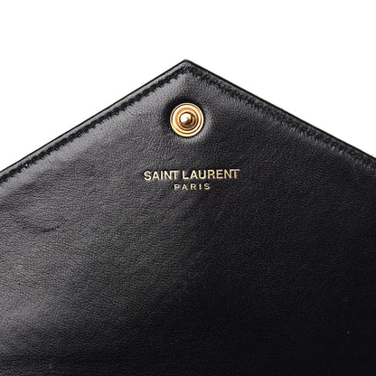 Saint Laurent Metallic Fabric Monogram Envelope Chain Wallet Anthracite 5 of 9