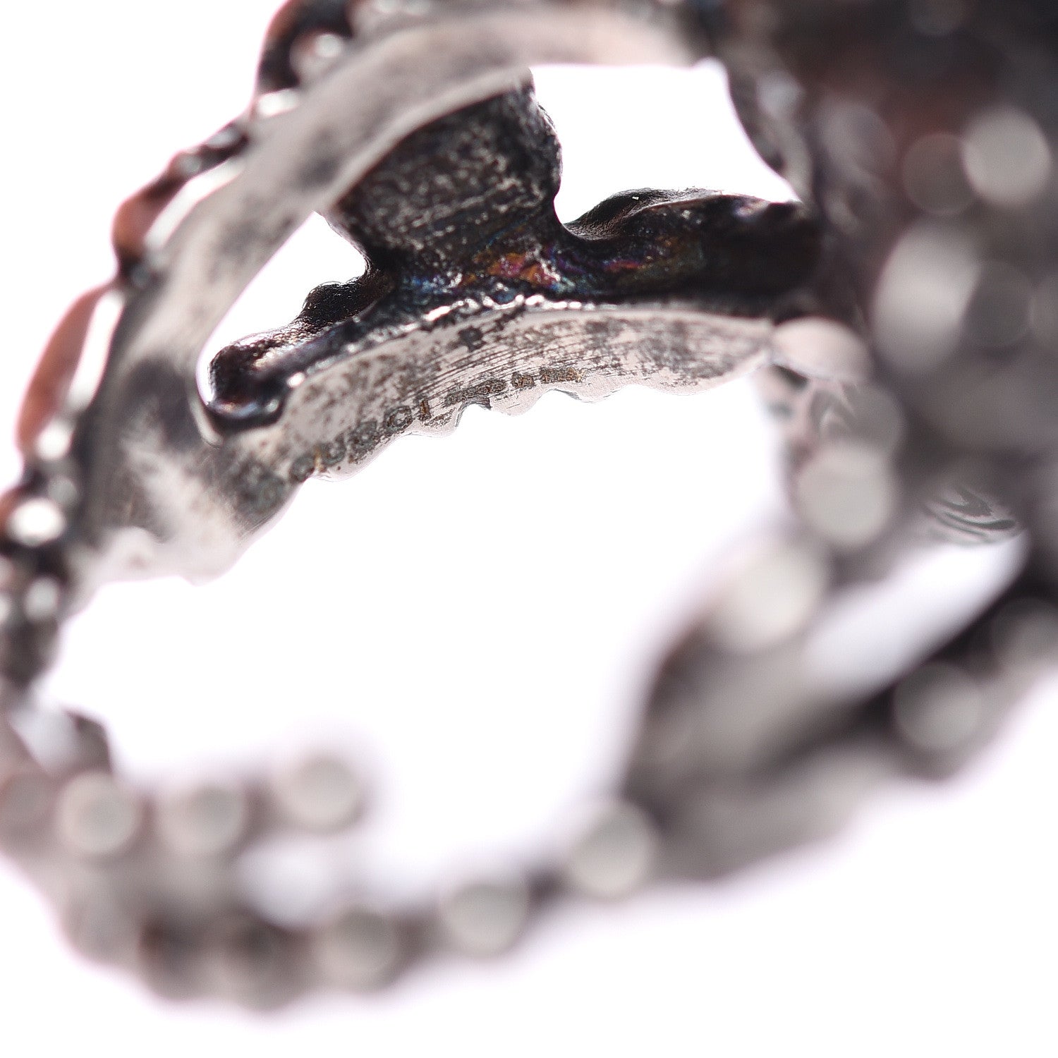 Gucci Metal Crystal Bow Ring 5 Aged Silver 6 of 6