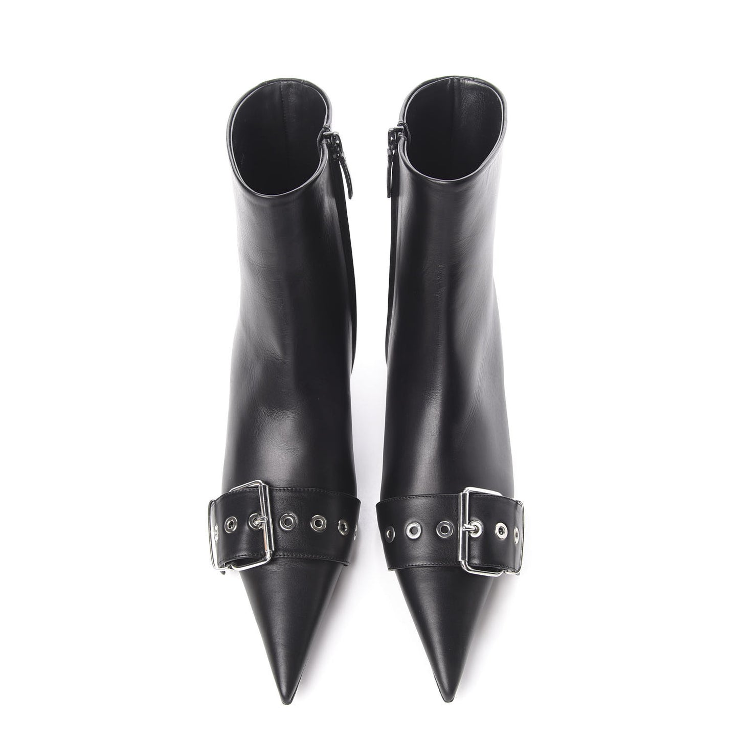 Shiny Calfskin 40mm Belt Booties 38.5 Black