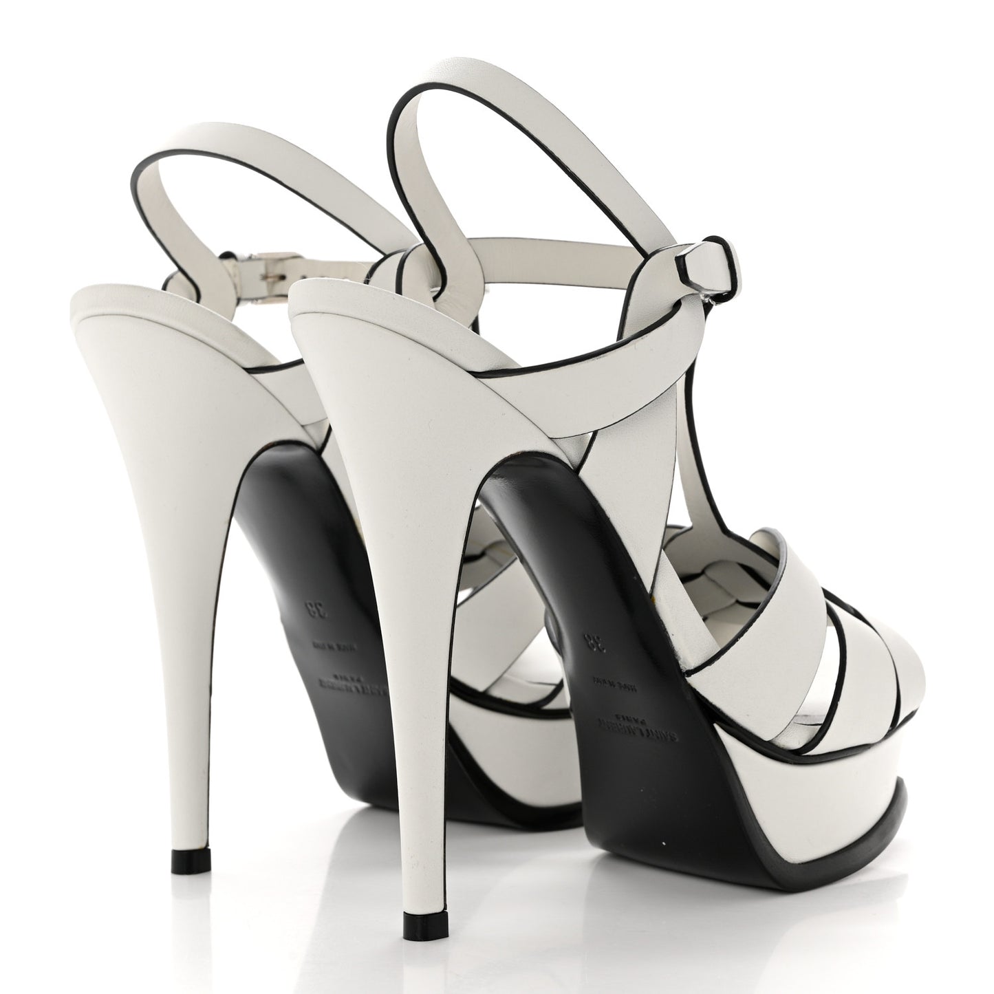 Calfskin Tribute 105 Platform Sandals 38 White Black