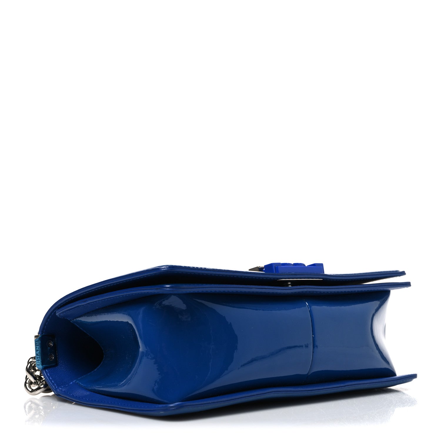 Chanel Patent Calfskin Quilted Medium Plexiglass Boy Flap Blue 4 of 10