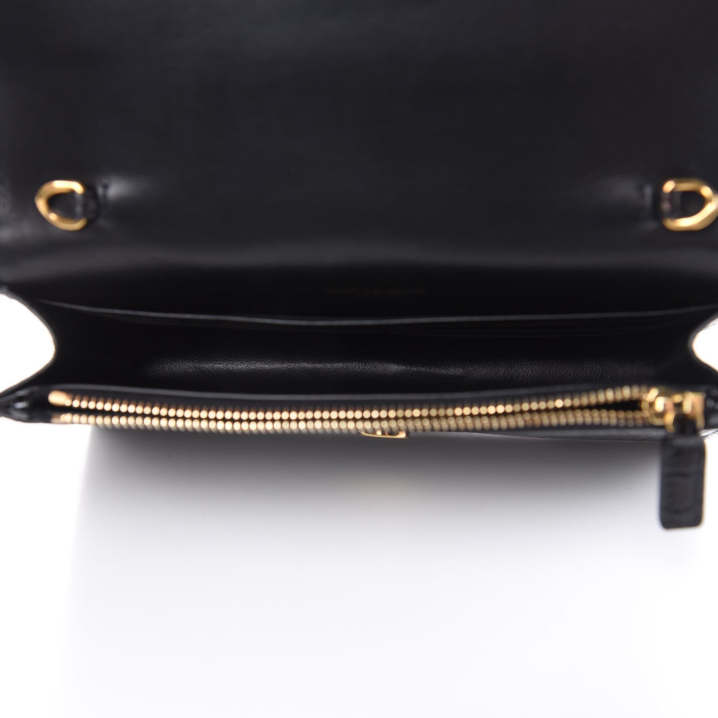 Calfskin Crocodile Embossed Kate Monogram Tassel Chain Wallet Black