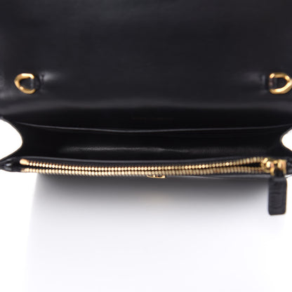 Saint Laurent Calfskin Crocodile Embossed Kate Monogram Tassel Chain Wallet Black 5 of 9