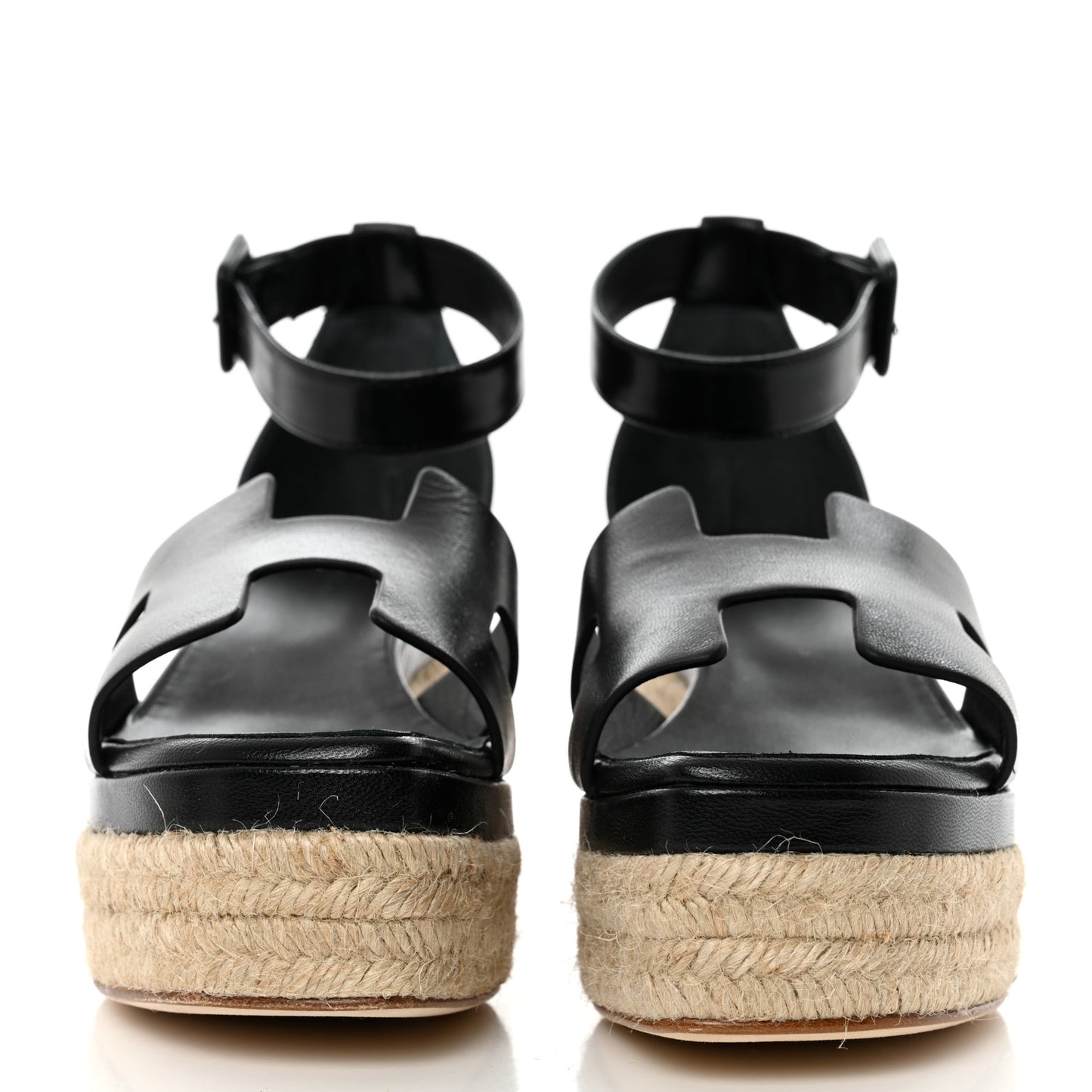 Goatskin Elda Espadrille Wedge Sandals 39 Black