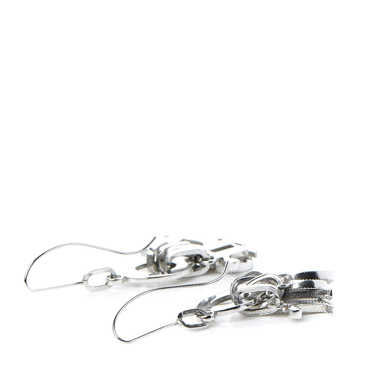 Christian Dior Crystal Logo Dangle Earrings Silver 3 of 4