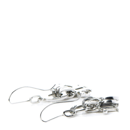 Christian Dior Crystal Logo Dangle Earrings Silver 3 of 4