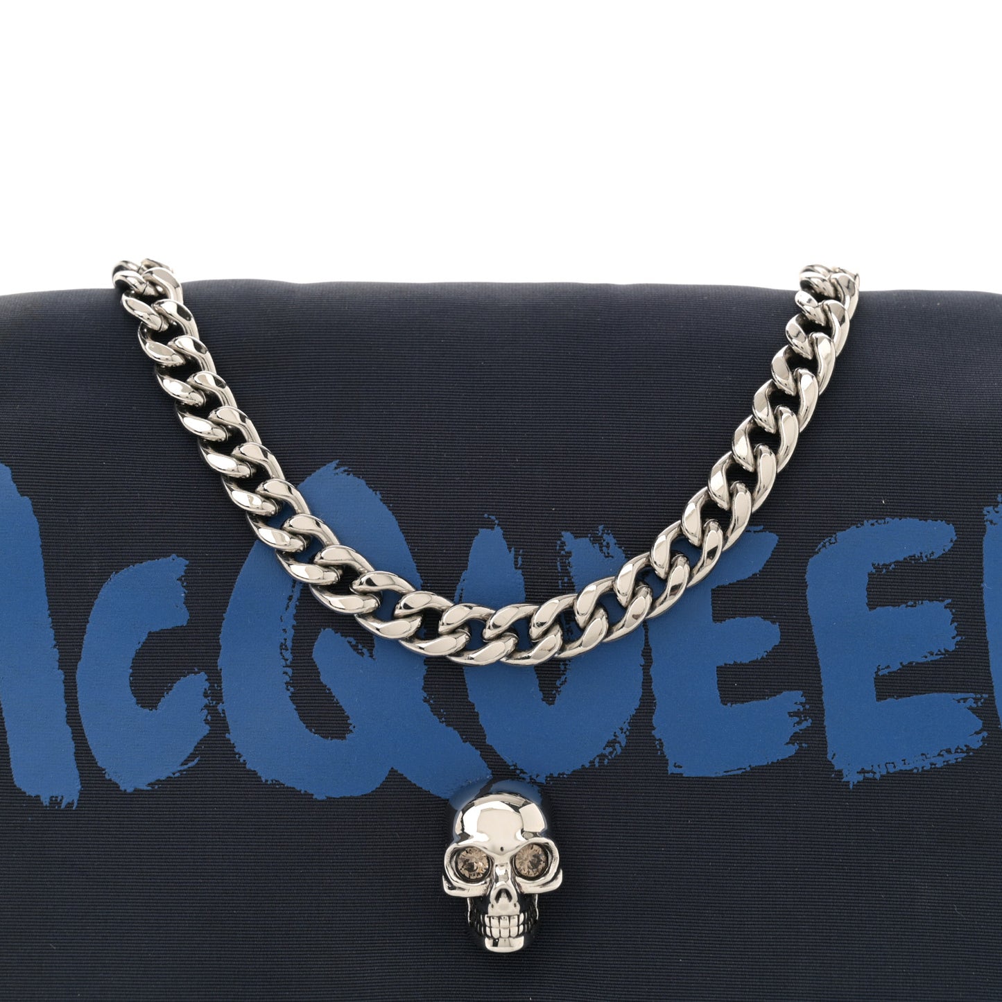 Nylon Graffiti Skull Crossbody Bag Blue