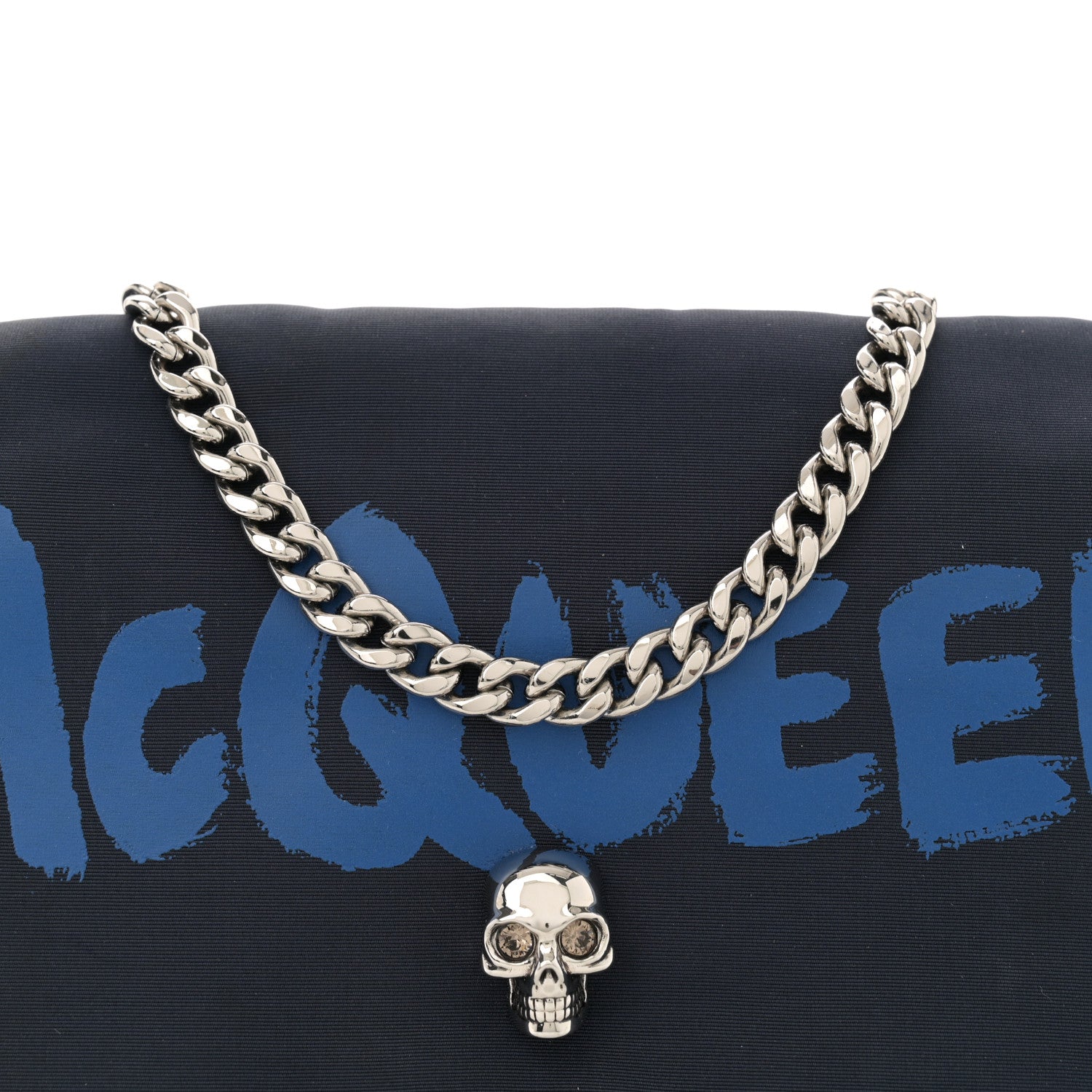 Alexander McQueen Nylon Graffiti Skull Crossbody Bag Blue 8 of 10