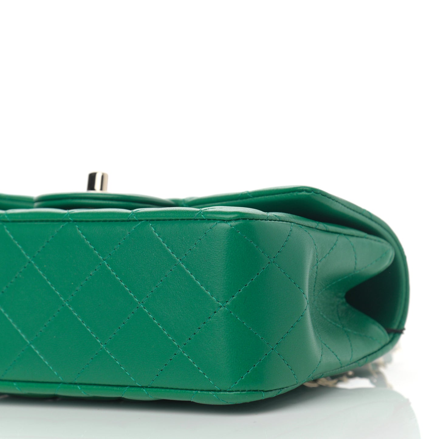 Lambskin Quilted Mini Top Handle Rectangular Flap Green