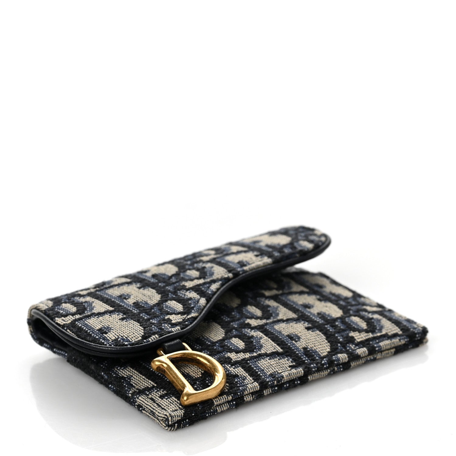 Christian Dior Oblique Saddle Card Holder Blue 4 of 6