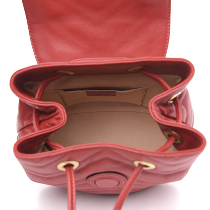 Gucci Calfskin Matelasse GG Marmont Flap Backpack Hibiscus Red 4 of 9